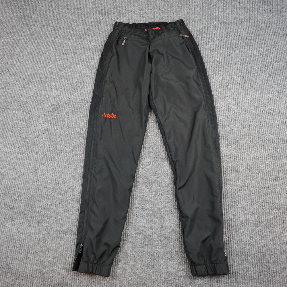 Swix Softshell Track Pants Mens Small Black Ski Elastic Waist Zip Pockets 22624